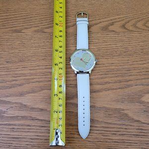 Betsey Johnson Heart Watch White Band pink crystals